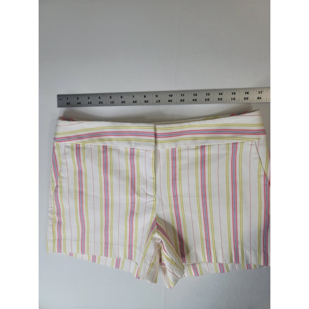 LOFT Striped Shorts Womens Size 10 White Pink Blue Yellow Cotton Stretch - Picture 7 of 9